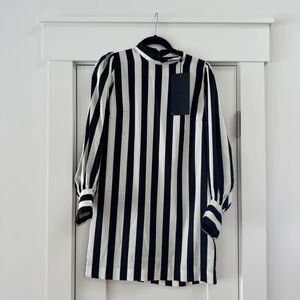 NWT The Kooples Black + White Overstriped Twill Dress